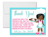 girls baking birthday thank you cards cooking party style