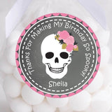 girls charcoal skull halloween birthday sticker