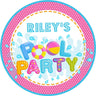 girls pink pool party birthday sticker