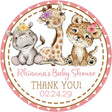 girls safari animal baby shower stickers with giraffe hippo leopard and pink florals