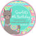 gray llama birthday sticker with colorful tassels
