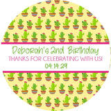 green cactus pot party favor sticker