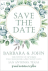 greenery save the date cards eucalyptus botanical wedding design