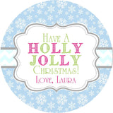 holly jolly christmas snowflake treat bag sticker