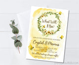 honey bee gender reveal invitations watercolor wreath theme