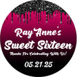 hot pink ombre Sweet Sixteen birthday sticker
