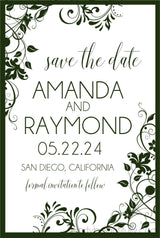 hunter green botanical wedding save the dates elegant minimalist style