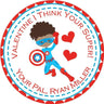kids personalized superhero valentines label
