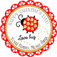 ladybug valentine sticker with gold hearts