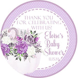 lavender floral pumpkin baby shower sticker