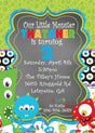 little monster birthday invitations green blue party theme