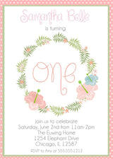 luau birthday invitations tropical leaf party theme