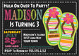 luau birthday party invitations tropical flip flop design