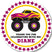 magenta and yellow monster truck birthday sticker