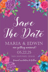 mexican fiesta save the date purple floral announcement