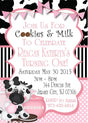 milk and cookies birthday invitations pink sweet treat theme