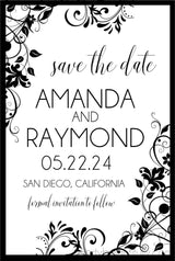 minimalist botanical save the date cards black and white wedding design