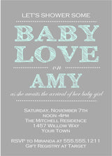 mint modern minimalist baby shower invitations gray background theme