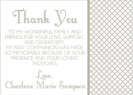 modern communion thank you cards neutral geometric party style