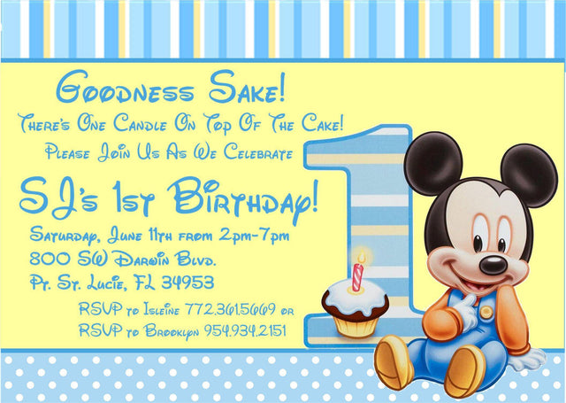 mouse 1st birthday invitations cupcake character design