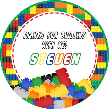multicolor brick border birthday sticker