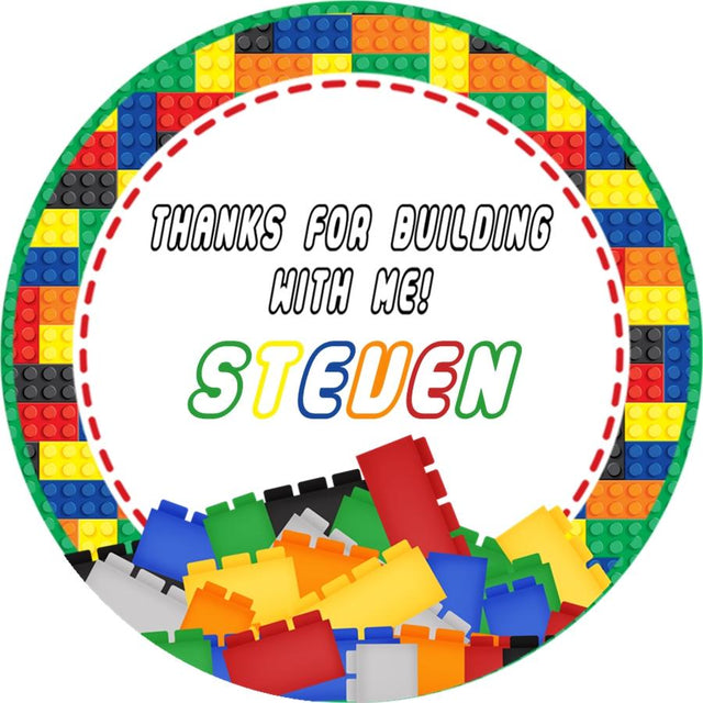 multicolor brick border birthday sticker