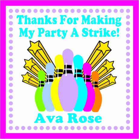 multicolor neon bowling pins birthday sticker