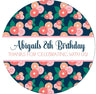 navy and coral floral birthday stickers