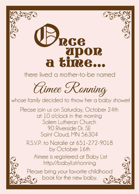once upon a time baby shower invitations nursery rhyme theme