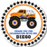 orange blue truck thank you birthday sticker design