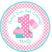 pastel pink polka dot 1st birthday sticker design