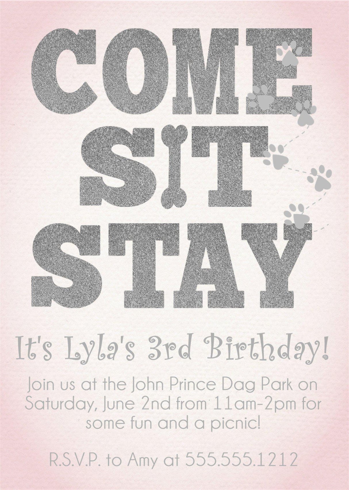 pastel pink puppy birthday invitations