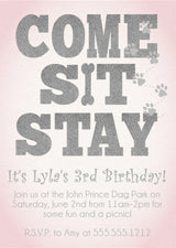 pastel pink puppy birthday invitations