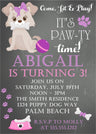 pawty time birthday invitations paw print party theme