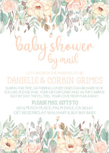 peach flower baby shower by mail invitation cards botanical garden style for girls