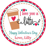 personalized coffee Valentine label for kids classroom parties