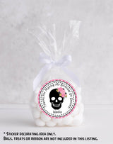 personalized pink skull birthday sticker