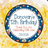 personalized popcorn bucket party favor label