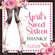 pink and black sweet sixteen birthday sticker with floral legs design
