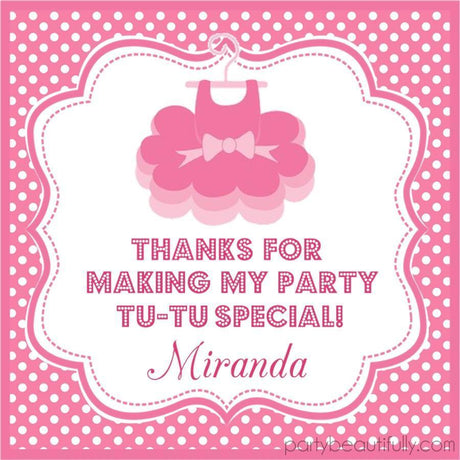 pink ballet tutu birthday sticker personalized