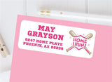 pink baseball girl address label on envelope