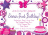 pink cake birthday invitations pink purple celebration theme
