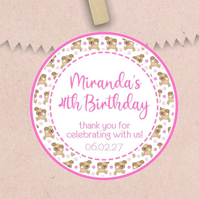 pink dog theme personalized sticker