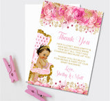 pink floral princess baby shower thank you cards elegant style