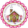 pink gingerbread house christmas sticker with candy details
