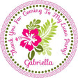pink hibiscus luau birthday sticker