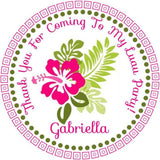 pink hibiscus luau birthday sticker