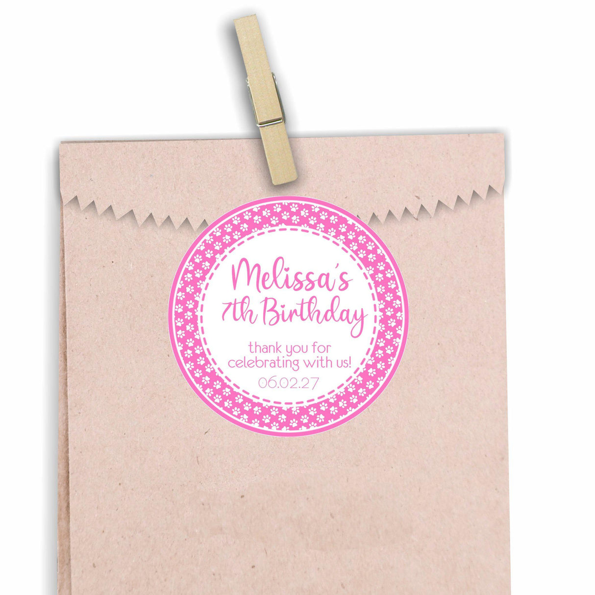 pink puppy party favor label for girls