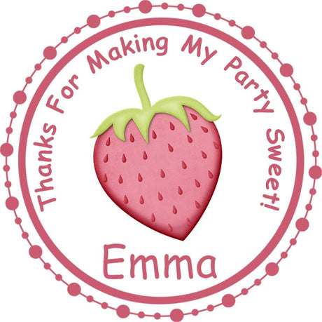 pink strawberry birthday sticker