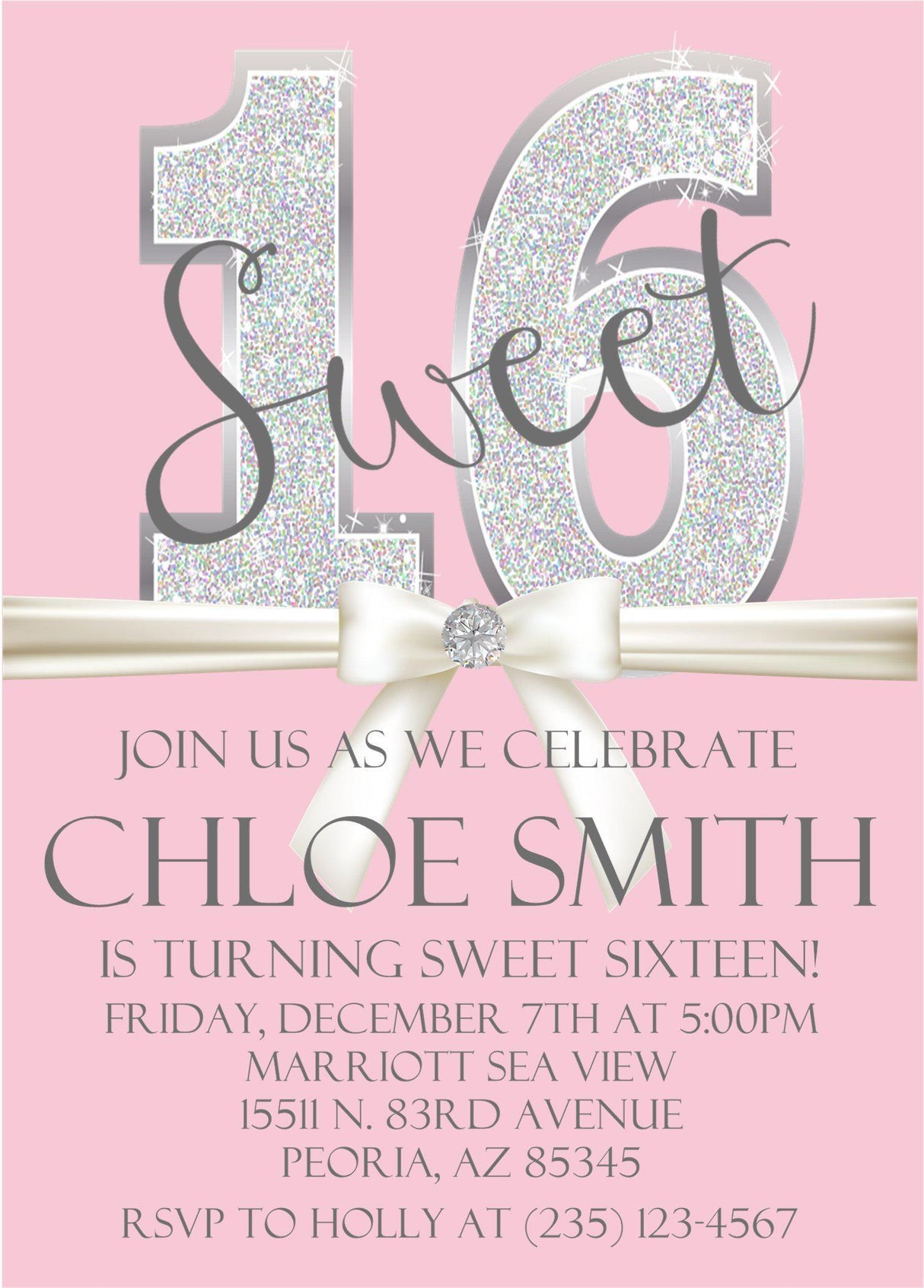 pink sweet 16 invitation cards glamorous birthday celebration style